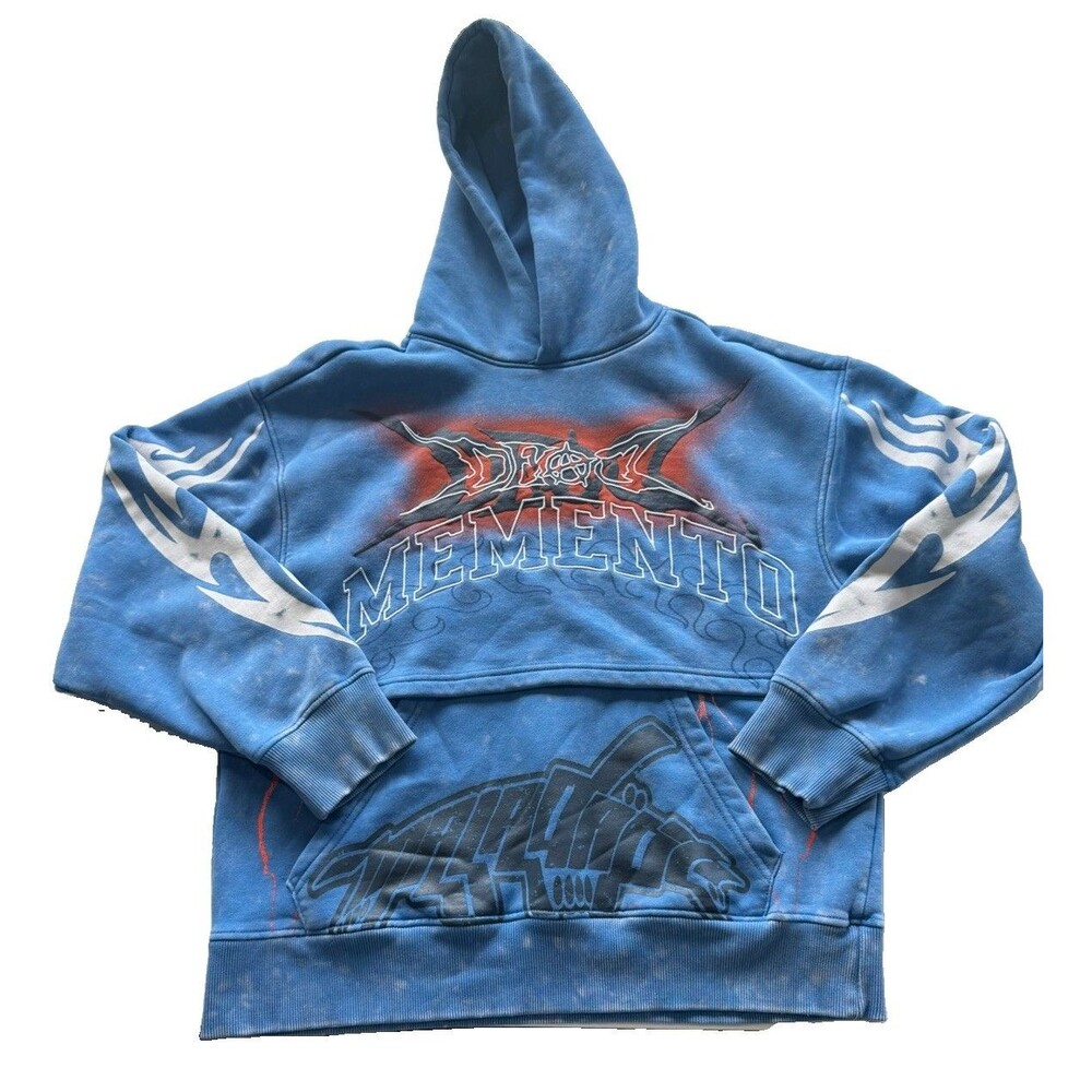 SMOKE RISE 2-FER DYSTOPIAN MEDIUM HOODIE Blue Acid-wash MEMENTO Graphic Men’s